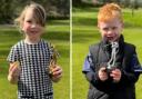 Delighted young golfers Kayla (left ) and Jacob after the Trefloyne's first adult and juniorTexas Scramble.,