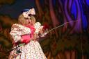 Mrs Smee goes fishing for the captain's tea. PICTURE: Swansea Grand Theatre