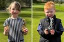 Delighted young golfers Kayla (left ) and Jacob after the Trefloyne's first adult and juniorTexas Scramble.,