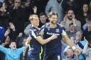 Taking the lead - Gus Scott-Morriss celebrates putting Southend United in front