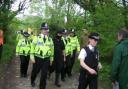 Police accompany badger survey staff