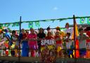 FOOTBALL FEVER: Friends and family of Letterston AFC brought an international flavour to the carnival with their World Cup themed float in 2014. PICTURE: Western Telegraph.