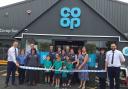 Ysgol Griffith Jones pupils at the refurbished Co-op store.