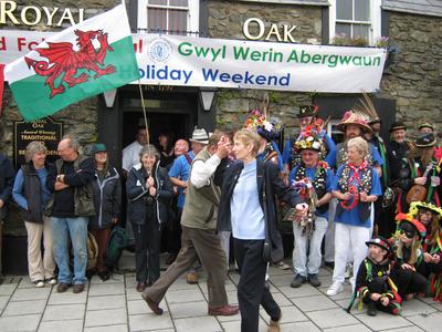 The official opening of the 2011 Fishguard Folk Festival outside the Royal Oak pub in the centre of town. 