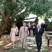 His Royal Highness the then Prince of Wales followed on from his visit to St David’s Cathedral by visiting the sixth century church in the north Pembrokeshire village of Nevern