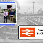 Welcoming the start of work to get the station at  St Clears open are MP Simon Hart, the town's county councillor Phil Hughes and MS Samuel Kurtz