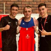 Josh Mellor pictured with Ioan and Garan Croft.