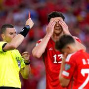 Kieffer Moore was sent off as Wales crashed to a 4-2 home defeat to Armenia (Adam Davy/PA)