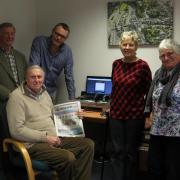 John Weller MBE, pictured with some of the Pembrokeshire Talking Newspaper staff