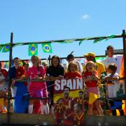 FOOTBALL FEVER: Friends and family of Letterston AFC brought an international flavour to the carnival with their World Cup themed float in 2014. PICTURE: Western Telegraph.