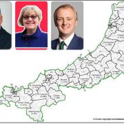 Candidates selected for the new Ceredigion Preseli seat so far: Mark Williams, Jackie Jones, and Ben Lake (pictures by candidates). Main Picture: Boundary Commission for Wales. (Image: Boundary Commission for Wales).