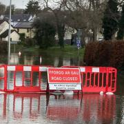 Flooding on Clickett Lane in Tenby, which adjoins the A4139.
