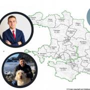 Conservative Stephen Crabb and Labour’s Henry Tufnell are both standing for new the Mid and South Pembrokeshire General Election seat, while Simon Hart will stand in Carmarthen. Pictures: Boundary Commission for Wales/ Stephen Crabb/Henry Tufnell/Simon