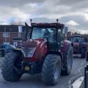 A convoy of tractors blocked Rhosddu Road in Wrexham.
