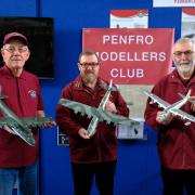 Penfro Modellers Dave Woolnough, Paul Emens and Peter Mitchell with models which have been displayed in recent shows.