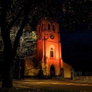 St Katharines church turns red for Remembrance Day taken by Jason Davies