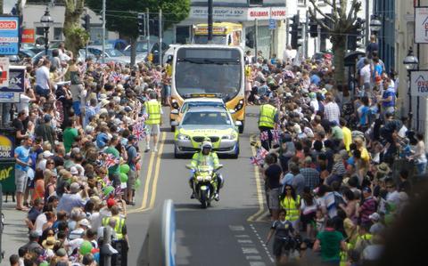 Thousands turn out to cheer on the runners who carried the Olympic flame through Pembrokeshire.