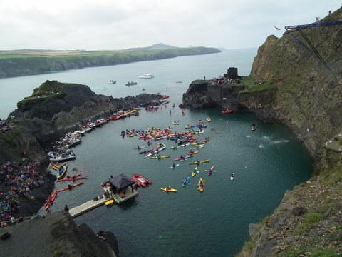 Red Bull World Series Cliff Diving at the Blue Lagoon, Abereiddy, Pembrokeshire.