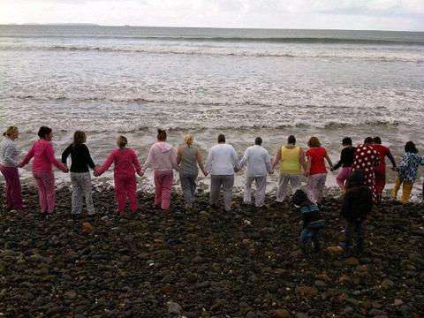Staff from Happy Days Childcare Milford Haven, Haverfordwest and Crymych braved the elements on Sunday November 18th to do a sponsored big dip at Newgale beach to raise money for Children In Need. And the only male member of staff  from Happy Days did a s
