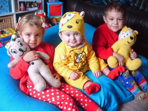 Haverfordwest Childminding Group Fundraiser for Children in Need raised £52.40.
Ellyse Perkins, aged three, eight-month-old Celt Scott-Walker and Taio Hein, aged three.