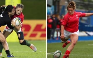Jasmine Joyce (L in red) and Lleucu George (R) will start for Wales Women against England, alongside Carys Phillips