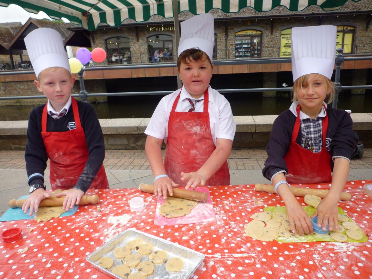 Making dough from dough; Redhill School, Haverfordwest made Welsh cakes at the Enterprise Fair.