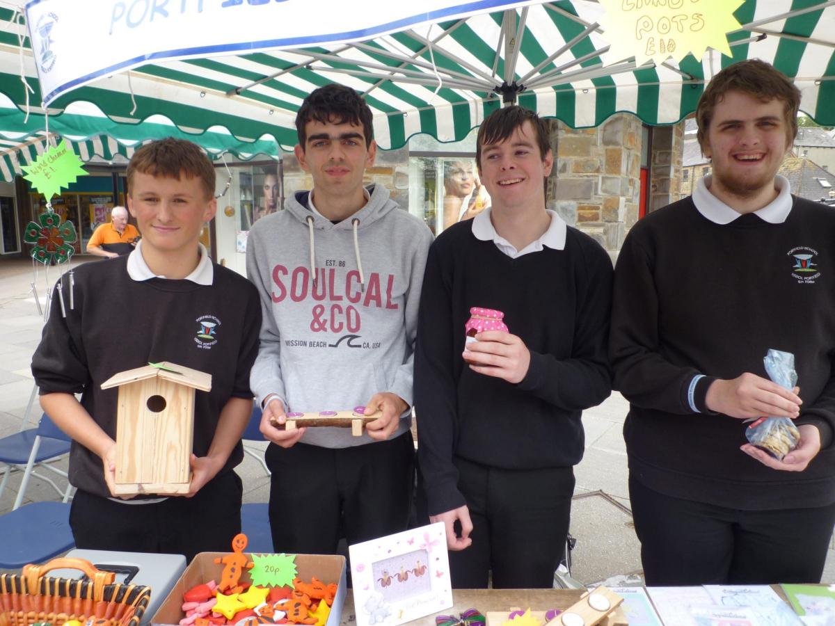 Sixth formers from Portfield School, Haverfordwest, sold a selection of goods produced by pupils from their school.