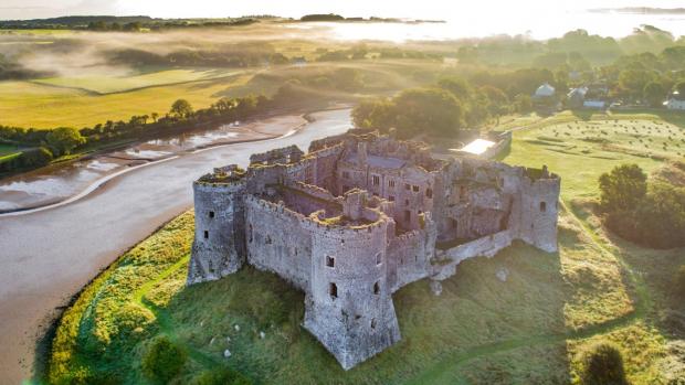 Western Telegraph: Aerial view of Carew Castle
