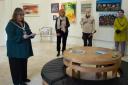 Mayor Sharon McCarney officially opened the exhibition by Fishguard Arts Society members