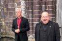 The new bishop elect of St Davids, the Venerable Dorrien Davies, pictured with the Archbishop of Wales this afternoon.