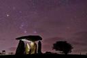 Pentre Ifan Burial Chamber with Orion constellation in sky