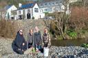The authors of the report - Dr Kevin Caley,  Andy Dawe, Dr Trish Cormack, Dr Tom Bailey - are pictured alongside the stream at Amroth.
