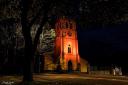 St Katharines church turns red for Remembrance Day taken by Jason Davies