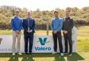 Stephen Thornton, public affairs manager at Valero Pembroke Refinery is pictured alongside Valero Tenby Golf Open winner Bradley Dredge with Welsh Tour organisers James Williams and Gareth Lewis.