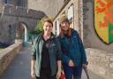 Lara Steward pictured at Pembroke Castle with one of the staff members