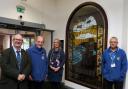 Cllr Rhys Sinnett, John Evans, Cathy Butler who is the co-ordinator of Pembroke Dock library and Rik Saldanha who is the Heritage Centre trustee.