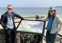 Panel designer Mark Lewis and Tenby's community engagement officer, Anne Draper, are pictured in the Paragon Gardens.