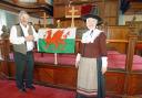 Mavis Williams-Roberts and her husband John, both wearing traditional Welsh costume.