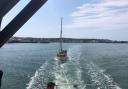 The view from Angle RNLI’s Tamar class lifeboat on May 22 as the crippled yacht is towed towards Neyland. PICTURE: Angle RNLI.