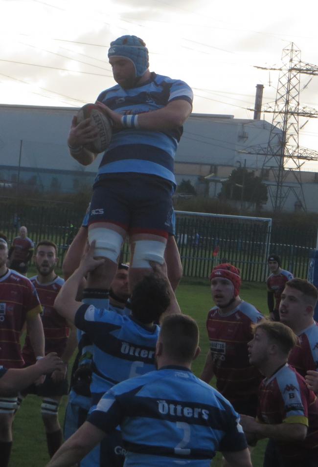 Alex Jenkins winning line out ball. Pic by Stephen Thomas