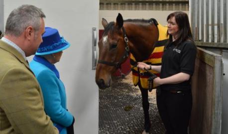 Western Telegraph: Queen Elizabeth with Rebecca Curtis and Teaforthree during her 2014 visit to Pembrokeshire