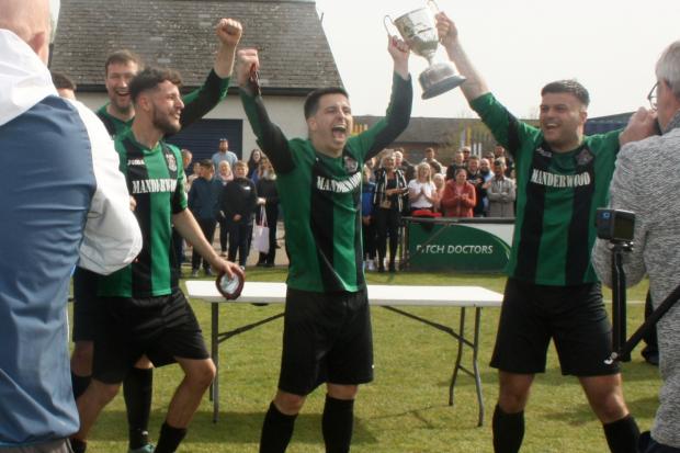 Hakin United lifting the trophy. Picture: Sharron Hardwick