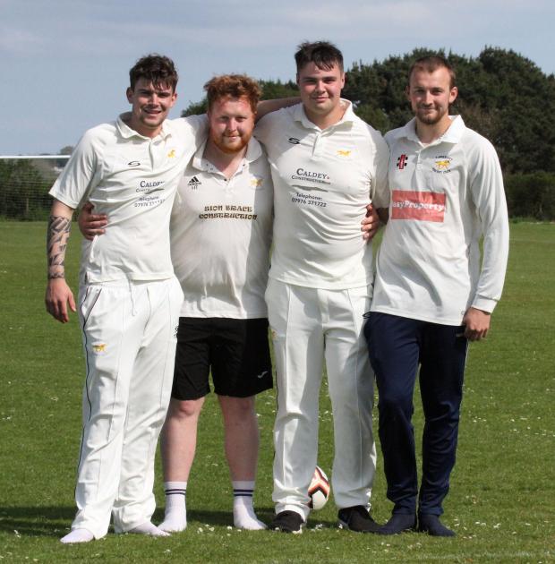 Western Telegraph: Tom Cole, Harry Thomas, Ryan Morton and Kyle Marsh who accumulated a total between them of 134 runs in their victory against Narberth. Pic: Susan McKehon