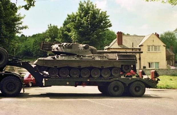 Western Telegraph: Leopard 1 tank on London Road in 1970. Picture: Caroline Thomas via Our Pembrokeshire Memories