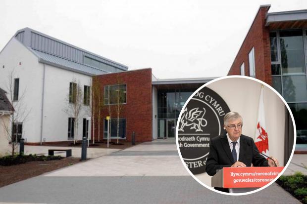 Monmouthshire County Council offices and Mark Drakeford.