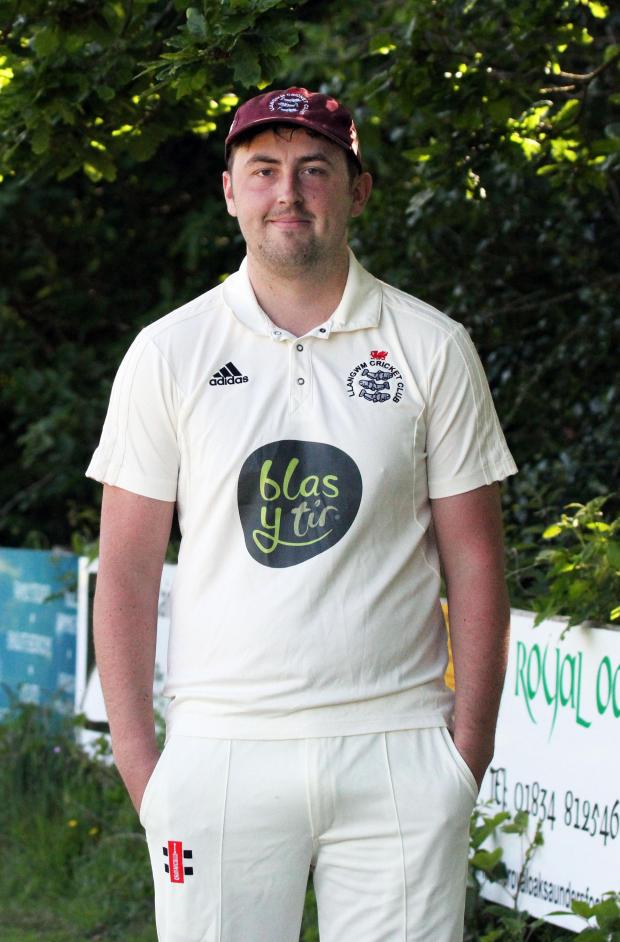 Western Telegraph: Noah Davies who topscored with 104 runs for Llangwm in their victory over Saundersfoot