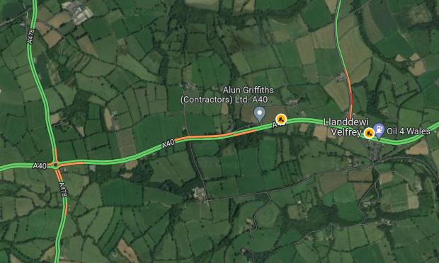Western Telegraph: The accident happened just outside Llanddewi Velfrey