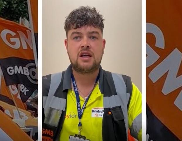 Western Telegraph: Construction worker Jamie Busby addresses the newspaper in a video, which was shot by the GMB Union.
