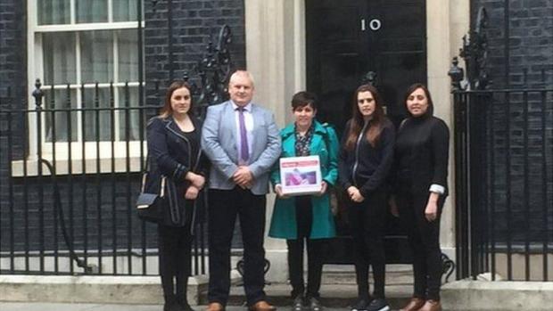 Western Telegraph: The campaigning Briddon family handed in their petition to 10 Downing Street in 2016.