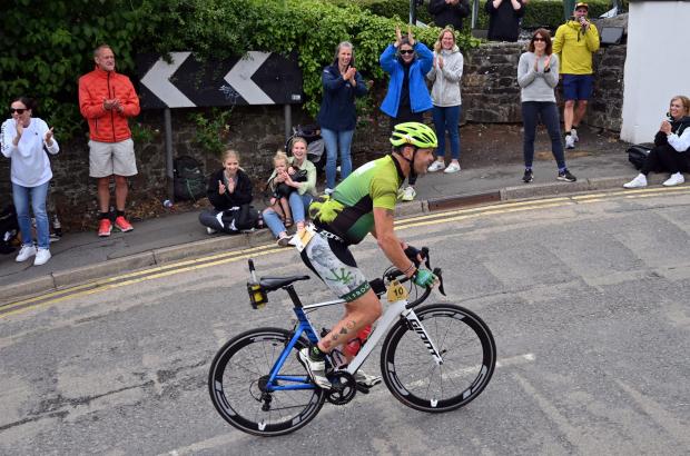 Western Telegraph: Tenby triathlete Nicky Rees, from the Five Frogs club, has never missed a Tenby Long Course Weekend. Picture: Gareth Davies Photography